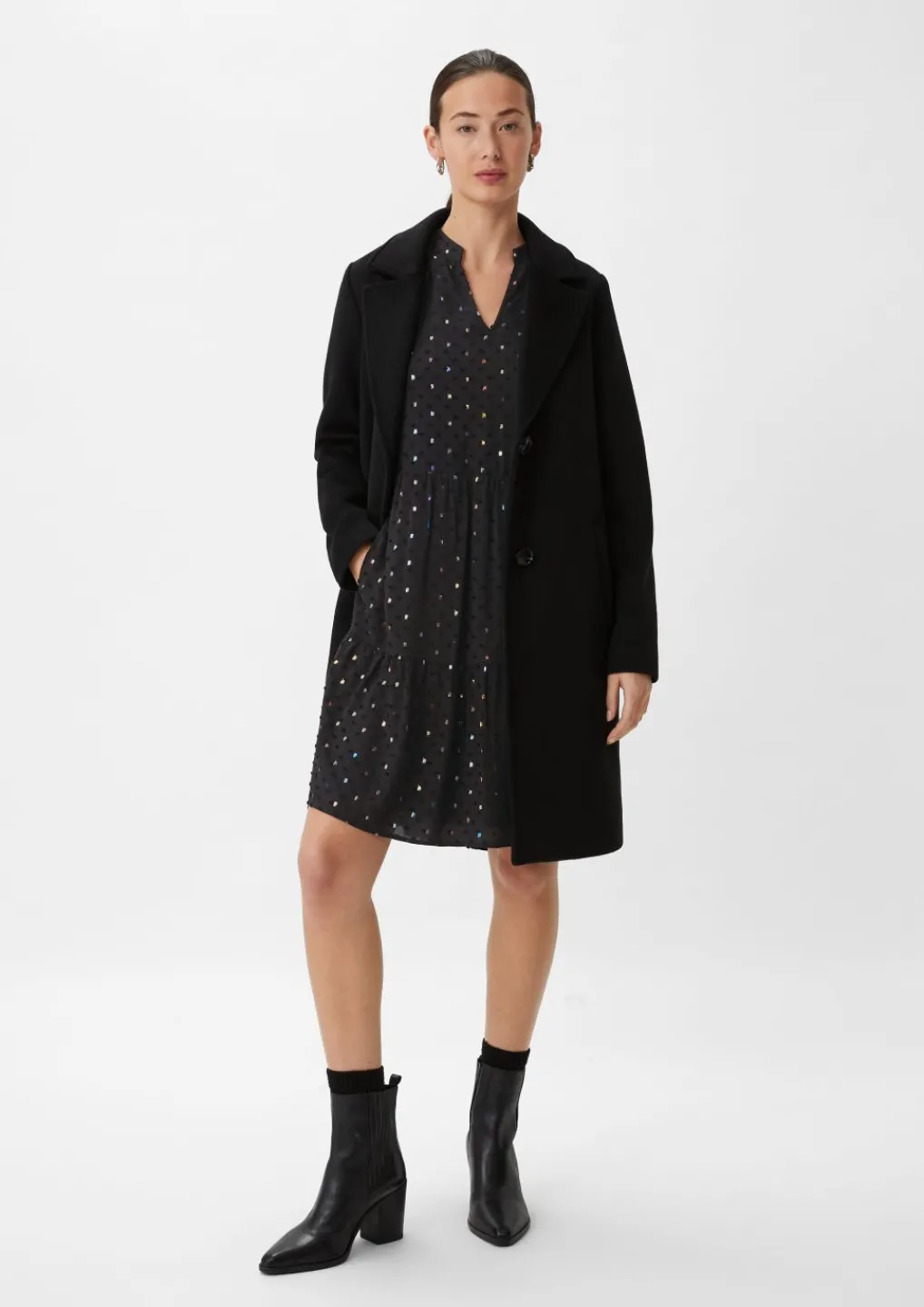 Volantkleid mit Allover-Effektprint-Comma Hot