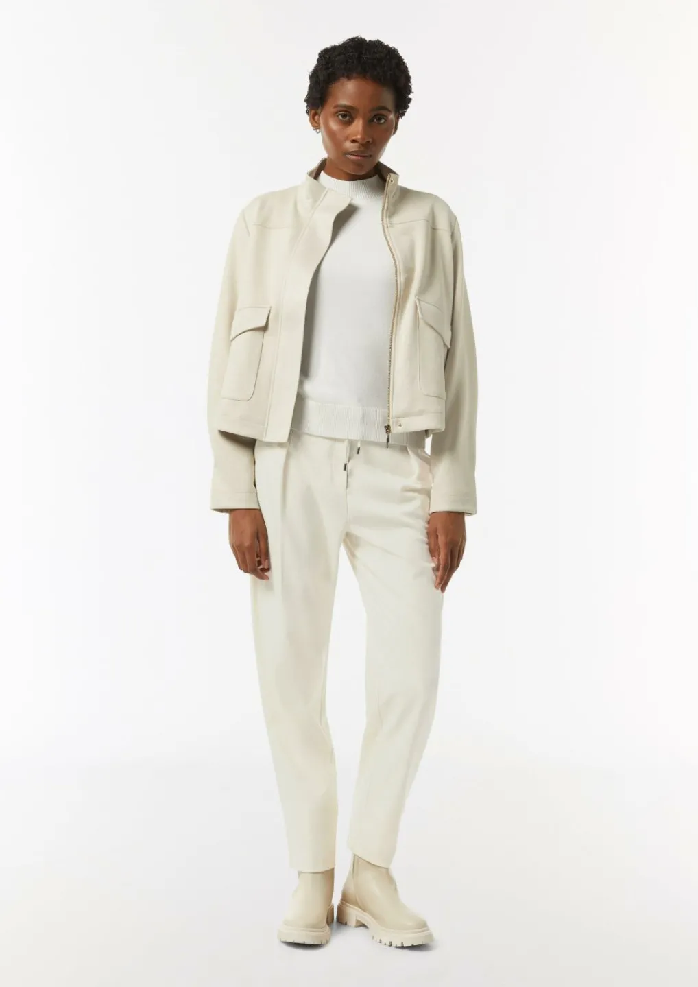 Weiche Flanellhose mit Schmuckdetail am Bund-Comma Outlet