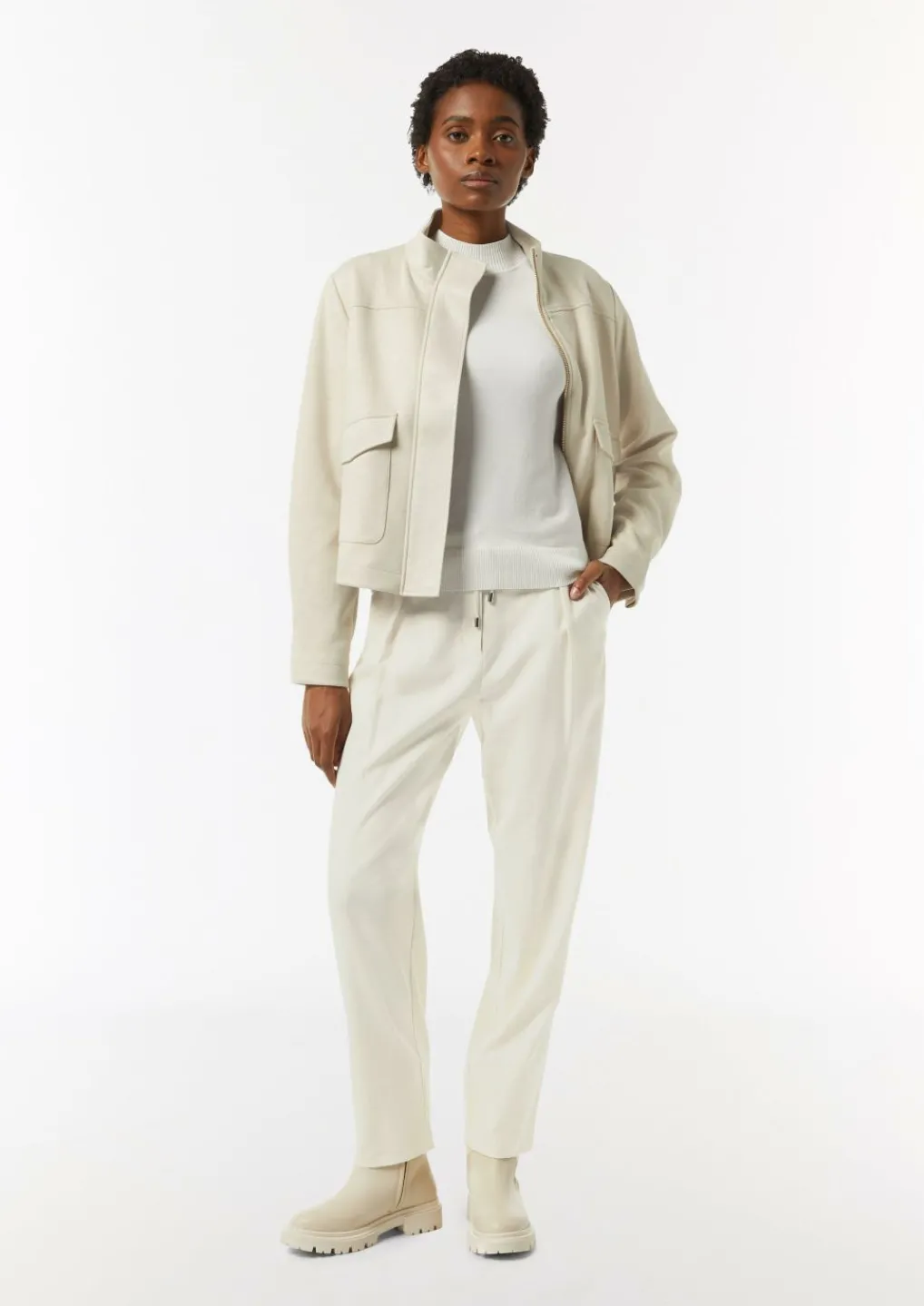 Weiche Flanellhose mit Schmuckdetail am Bund-Comma Outlet