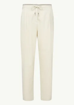 Weiche Flanellhose mit Schmuckdetail am Bund-Comma Outlet