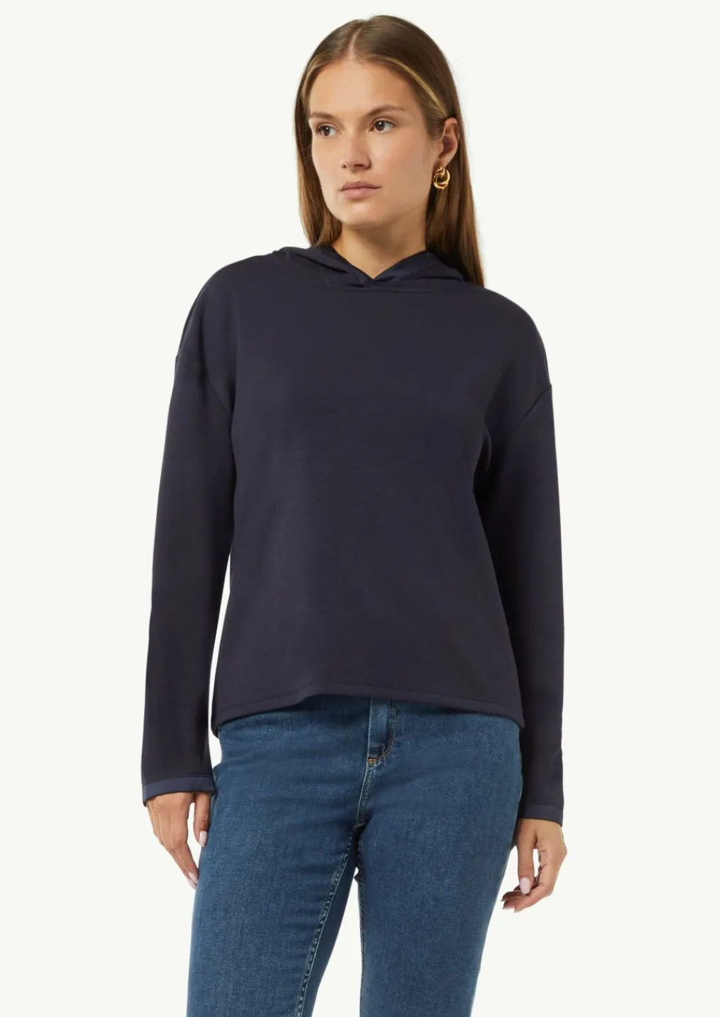 Weiches Kapuzenshirt mit Satin-Details-Comma Sale