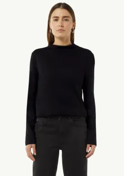 Weiches Langarmshirt mit Stehkragen-Comma Discount