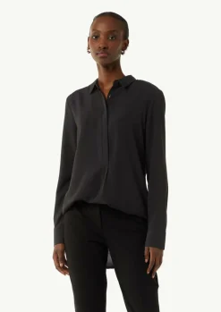 Weich fließende Longbluse aus Chiffon-Comma Online