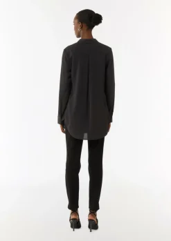 Weich fließende Longbluse aus Chiffon-Comma Online