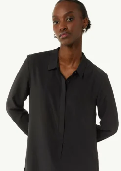 Weich fließende Longbluse aus Chiffon-Comma Online