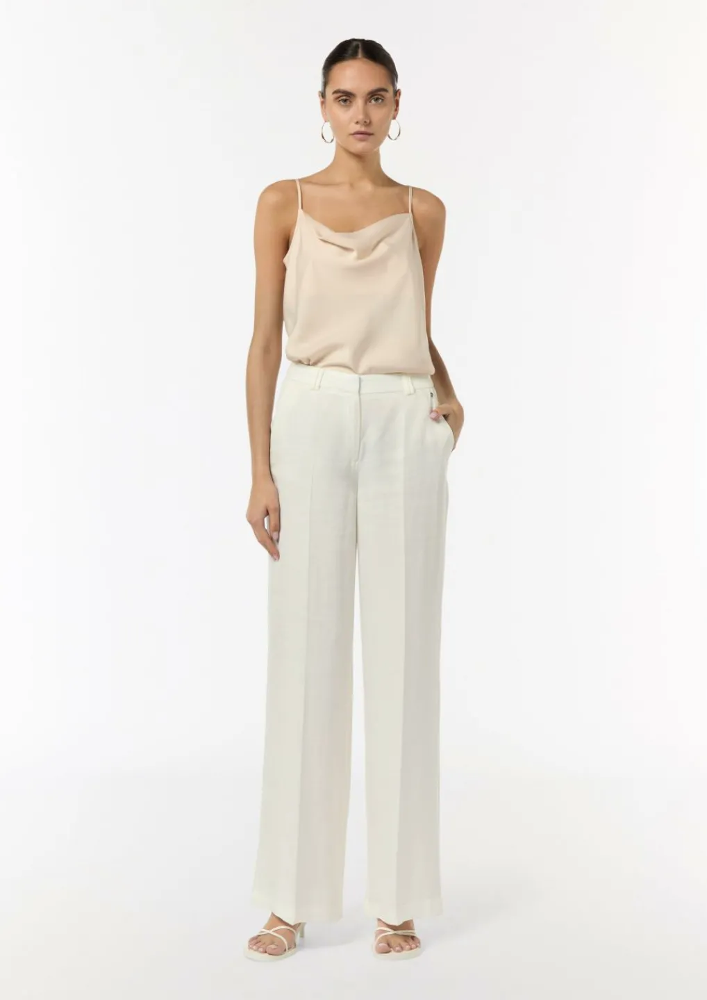 Wide-Leg-Hose aus Leinenmix-Comma New