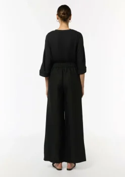 Wide-Leg-Hose aus Leinenmix-Comma Sale