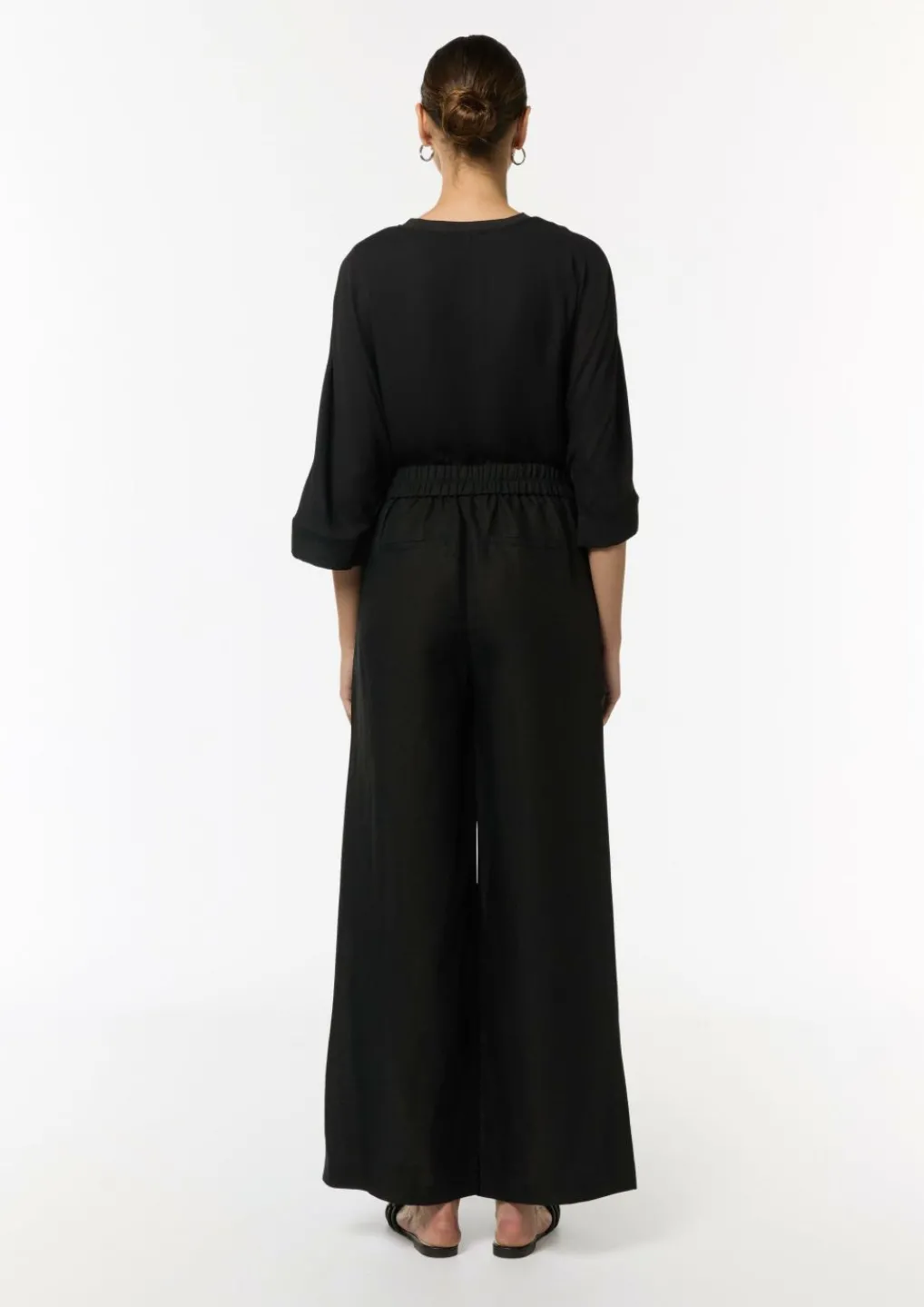 Wide-Leg-Hose aus Leinenmix-Comma Sale