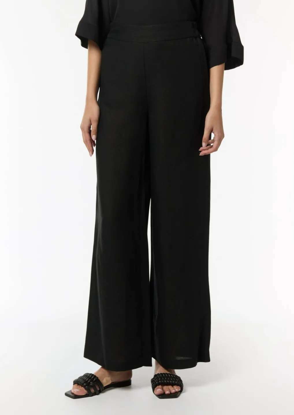 Wide-Leg-Hose aus Leinenmix-Comma Sale