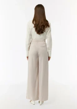 Wide-Leg-Hose aus Lyocell mit Elastikbund und angedeuteten Taschen-Comma Fashion