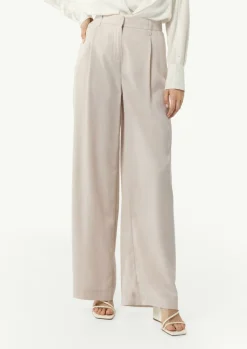 Wide-Leg-Hose aus Lyocell mit Elastikbund und angedeuteten Taschen-Comma Fashion