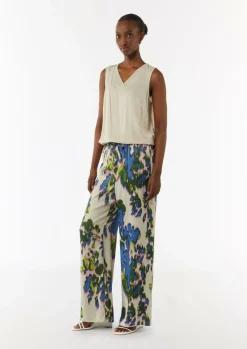 Wide-Leg-Hose aus Satin mit All-over-Print-Comma Outlet