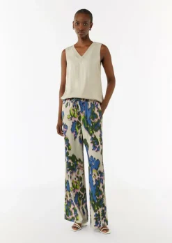 Wide-Leg-Hose aus Satin mit All-over-Print-Comma Outlet