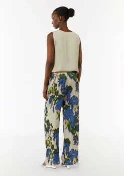 Wide-Leg-Hose aus Satin mit All-over-Print-Comma Outlet