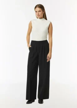 Wide-Leg-Hose mit gerafftem Bund-Comma Hot