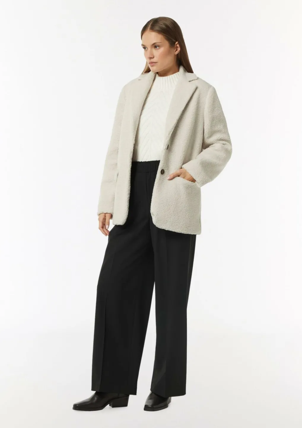 Wide-Leg-Hose mit gerafftem Bund-Comma Hot