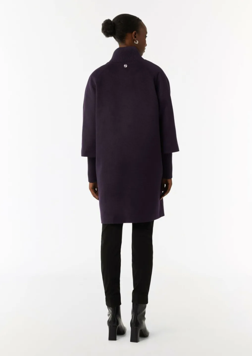 Wollmantel mit geripptem Kragen und Ärmeln-Comma Discount