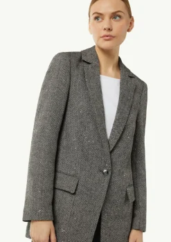 Wollmix-Blazer mit Pailletten-Details-Comma Sale