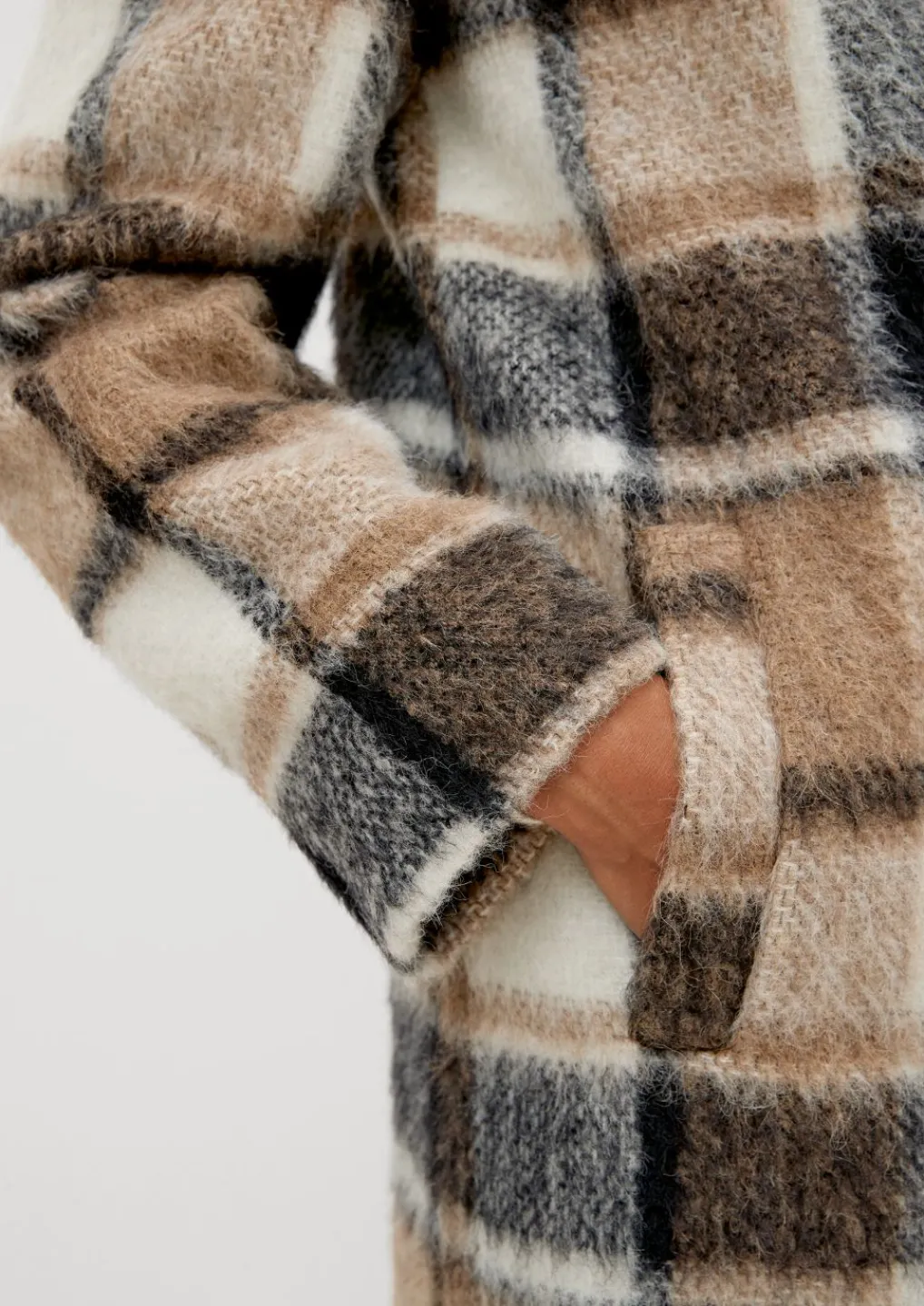 Wollmix-Mantel mit Karo-Muster-Comma Sale