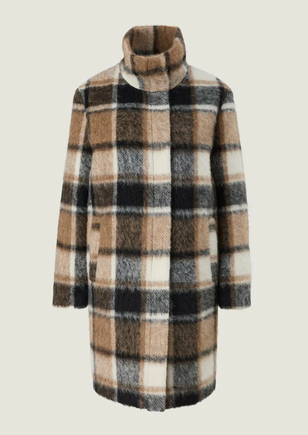 Wollmix-Mantel mit Karo-Muster-Comma Sale